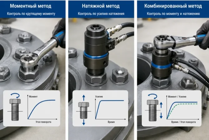 Методы контроля затяжки болтов: моментный, натяжной, комбинированный