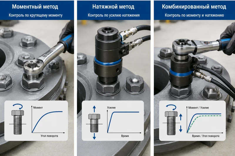 Методы контроля затяжки болтов: моментный, натяжной, комбинированный